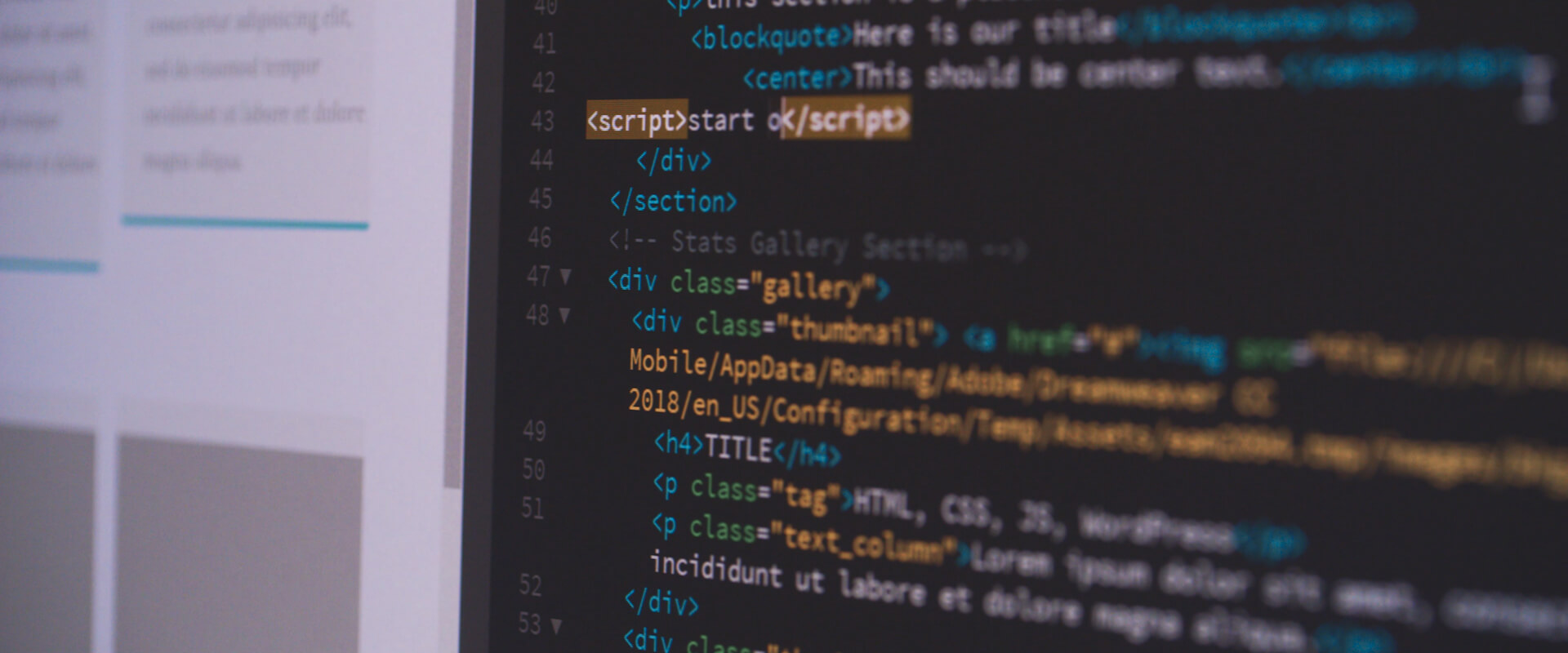 image of web code in a code editor