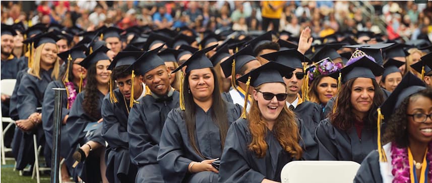 screen of students at a graduation