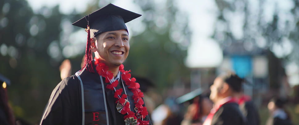 Image of a graduate filmed at a live graduation event